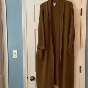 J. Jill Olive Open-Front Long Cardigan